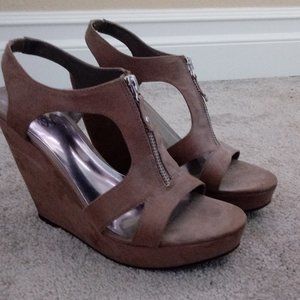 Carlos Santana Suede Wedge Sandals
